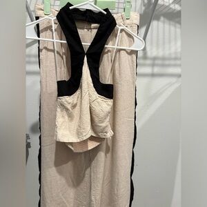 Black and Cream Halter Top and Pants